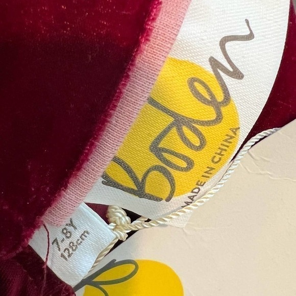 NWT Boden Sequin Moon Stars Velvet Velour Mock Neck Cranberry Top Size 7-8Y - Picture 7 of 8